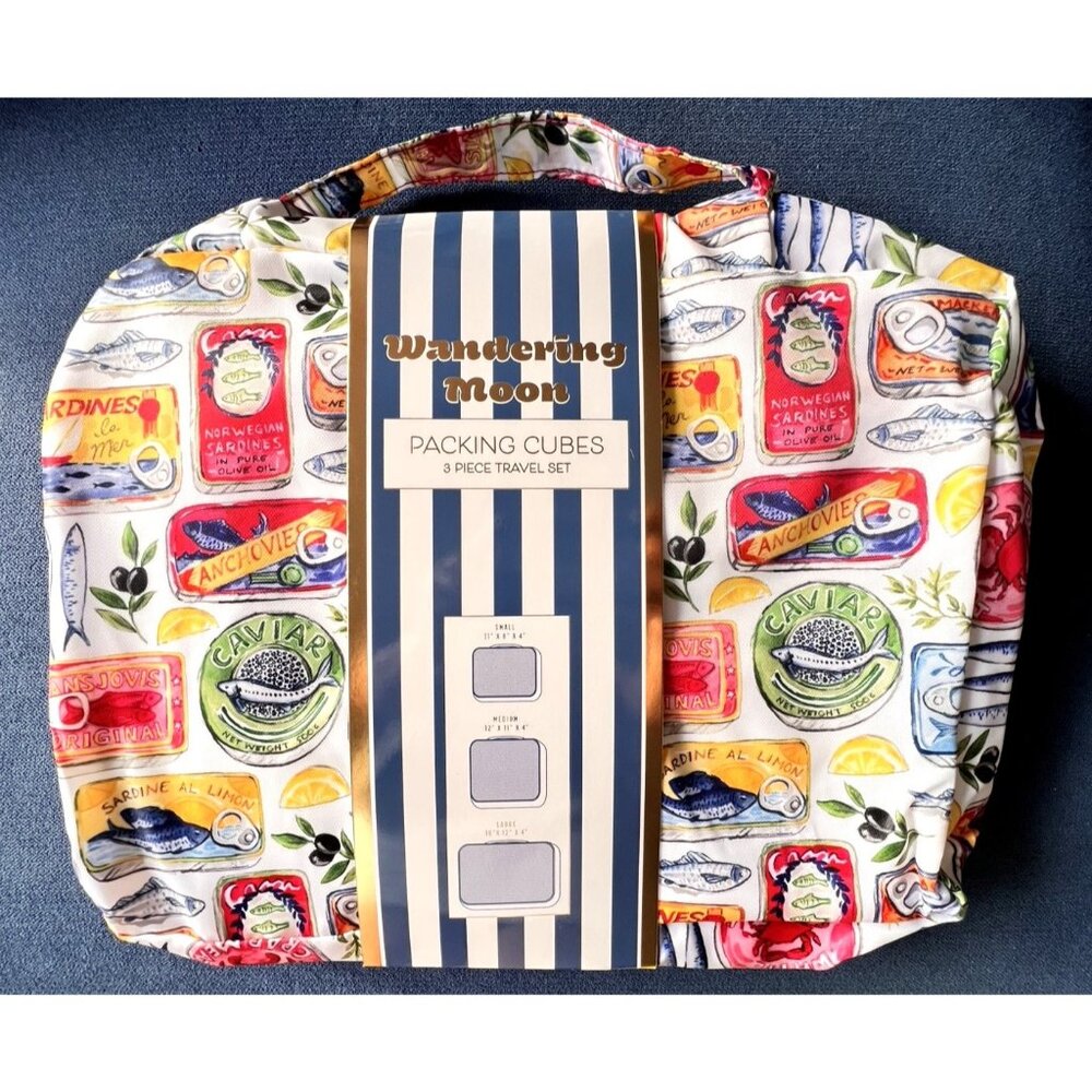 WANDERING MOON  3-Pc Packing Cube Set SARDINE TRAVELER Gift Fits In Suitcase